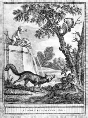 Jean de La Fontaine . Illustrazione di J. B. Oudry per Il corvo e la volpe.De Agostini Picture Library