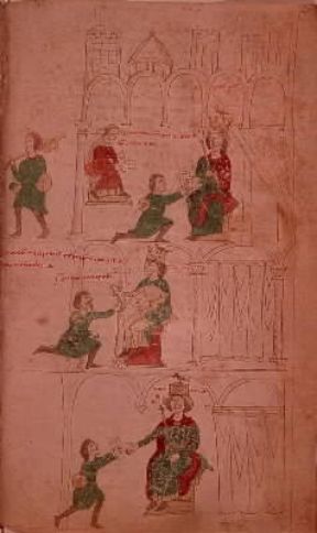 Posta. Corrieri del sec. XII in una miniatura della Cronaca d'Ebulo (Berna, Buergerbibliothek).Berna, Buergerbiblothek