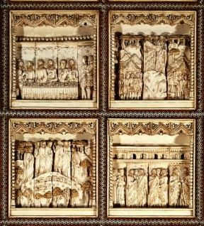 Embriachi. Particolare del dossale d'altare nella Certosa di Pavia.De Agostini Picture Library/G. Cigolini