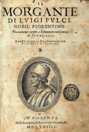 Il Morgante. Il frontespizio del poema in un'edizione fiorentina del 1574 (Milano, Biblioteca Ambrosiana).De Agostini Picture Library