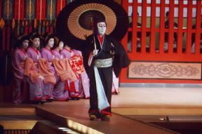 Kabuki . Scena da una rappresentazione dell'antico teatro giapponese.De Agostini Picture Library/M. Leigheb