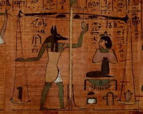 Anima. Un papiro egizio dal Libro dei morti che raffigura la pesatura delle anime.De Agostini Picture Library/M. Seemuller