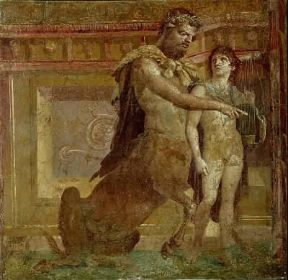 Chirone e il giovane Achille in un affresco dalla Basilica di Ercolano (Napoli, Museo Nazionale).De Agostini Picture Library/G. Nimatallah