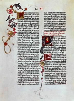 Johann Gutenberg. Pagina della Bibbia detta 