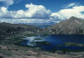 Lago Titicaca. Veduta del lago nel territorio boliviano.De Agostini Picture Library/G. SioÃ«n