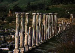 Pergamo. Il portico settentrionale del tempio di Asclepio.De Agostini Picture Library/G. SioÃ«n