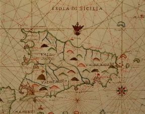 Sicilia . La Sicilia in un portolano del sec. XVI (Venezia, Museo Civico Correr).De Agostini Picture Library