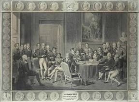Austria. Riunione dei plenipotenziari al Congresso di Vienna del 1815 (Milano, Museo del Risorgimento).De Agostini Picture Library / G. Cigolini