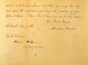 Autografo. Lettera autografa di A. Lincoln (S. Marino, Archivio di Stato).De Agostini Picture Library/A. De Gregorio