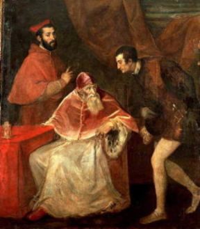 Controriforma. Paolo III Farnese con i nipoti di Tiziano (Napoli, Galleria Nazionale di Capodimonte).De Agostini Picture Library / A. Dagli Orti