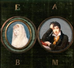 Enrichetta Blondel e Alessandro Manzoni in due miniature risalenti ai tempi del loro matrimonio.De Agostini Picture Library/ G. Cigolini