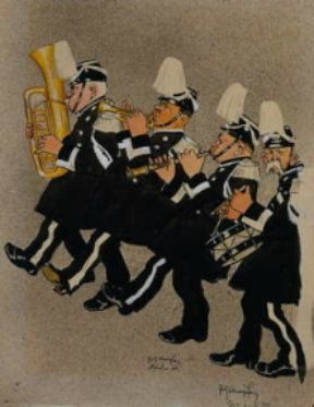 Musica. Banda militare in una caricatura del sec. XIX.De Agostini Picture Library / A. Dagli Orti