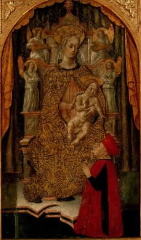 Benedetto Bembo . Madonna in trono col Bambino e un devoto (sec.XV; Cremona, Museo Civico).De Agostini Picture Library/G. Dagli Orti