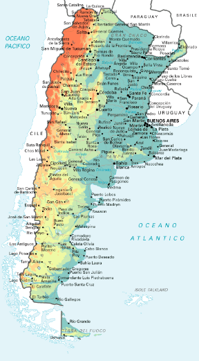 Argentina. Cartina geografica.