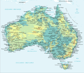 Australia. Cartina geografica.