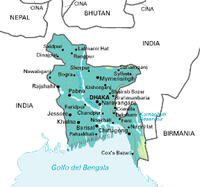 Bangladesh. Cartina geografica.