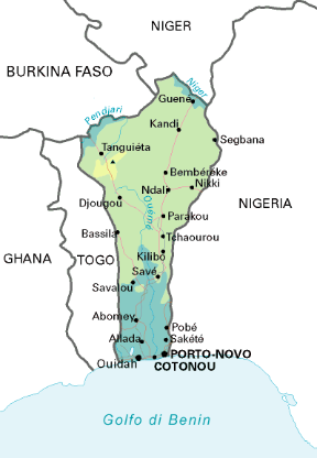 Benin. Cartina geografica.