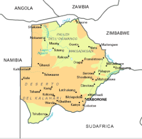 Botswana. Cartina geografica.