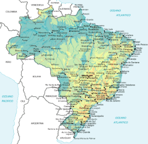 Brasile. Cartina geografica.
