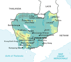 Cambogia. Cartina geografica.
