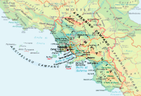 Campania. Cartina geografica.