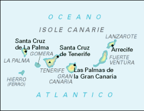 Canarie. Cartina geografica.