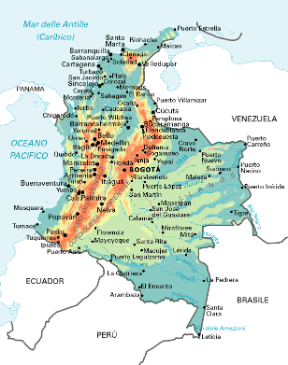 Colombia. Cartina geografica.