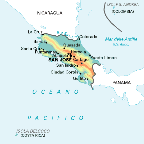 Costa Rica. Cartina geografica.