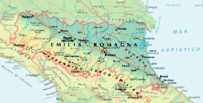 Emilia-Romagna. Cartina geografica.