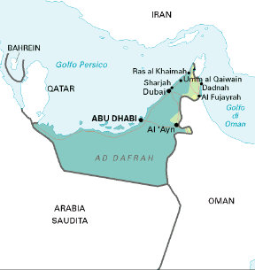 Emirati Arabi Uniti. Cartina geografica.
