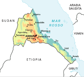 Eritrea. Cartina geografica.