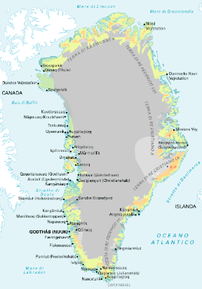 Groenlandia. Cartina geografica.