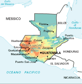 Guatemala. Cartina geografica.