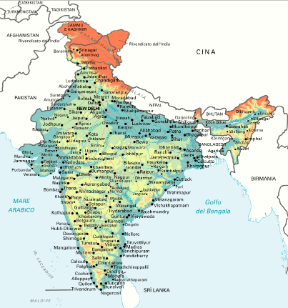 India. Cartina geografica.
