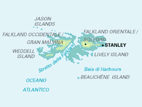 Isole Falkland. Cartina geografica.