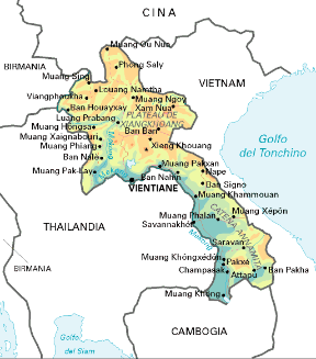 Laos. Cartina geografica.