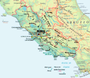 Lazio. Cartina geografica.