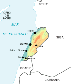 Libano. Cartina geografica.