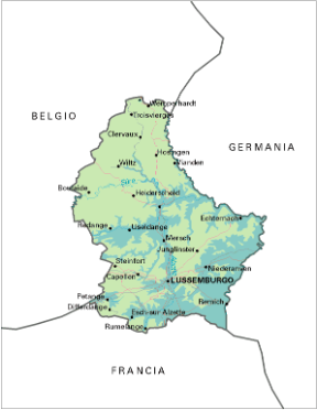 Lussemburgo. Cartina geografica.