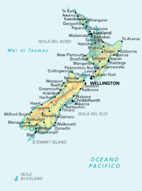 Nuova Zelanda. Cartina geografica.