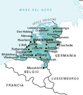 Paesi Bassi. Cartina geografica.