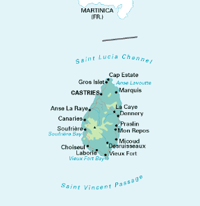 Saint Lucia. Cartina geografica.