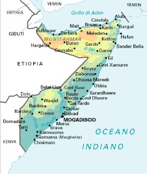 Somalia. Cartina geografica.