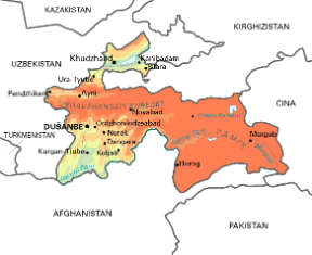 Tagikistan. Cartina geografica.