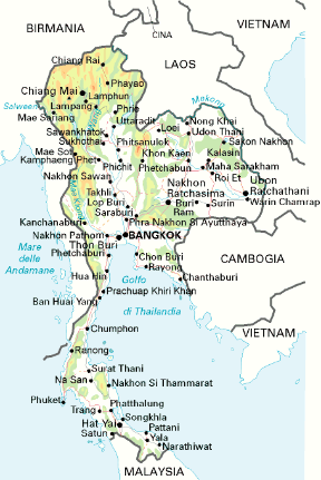 Thailandia. Cartina geografica.