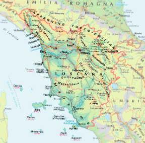 Toscana. Cartina geografica.