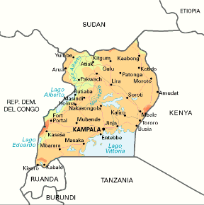 Uganda. Cartina geografica.
