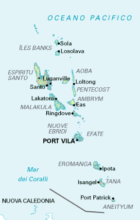 Vanuatu. Cartina geografica.