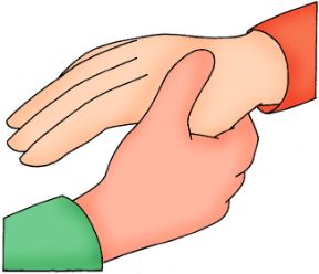 Intervento in caso di crampo alla mano. Crampo acuto. In caso di crampo alla mano afferrate il dito colpito, tenetelo diritto e poi piegatelo all’indietro.