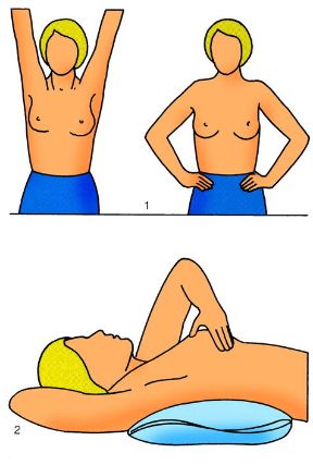 Come eseguire l'autoesame delle mammelle. Esame del seno. 1. L’autopalpazione è preceduta da un autoesame delle mammelle, che si esegue allo specchio prima a braccia distese lungo i fianchi, poi a braccia alzate o appoggiate ai fianchi con gomiti e spalle spinti in fuori, in modo da contrarre i muscoli pettorali. Una certa differenza di dimensioni delle due mammelle rientra nella norma; invece vanno notate eventuali differenze di forma (una appiattita e l’altra no), alterazioni della cute (raggrinzimento, dovuto alla retrazione dei tessuti sottocutanei), differenze tra i capezzoli. 2. Dopo l’autoesame si procede all’autopalpazione che si esegue in posizione supina, sdraiate su un letto, un divano, o un tappeto, senza cuscino sotto il capo; si esaminano le mammelle una alla volta. Si porta il braccio del lato da esaminare in alto con il gomito in fuori o in alto con la mano sotto il capo: braccio, spalla e gomito vanno appoggiati al piano su cui si è distese. Con la mano opposta si procede alla palpazione, con i polpastrelli appoggiati di piatto. All’inizio è bene confrontare la propria tecnica con quella del personale in servizio agli appositi consultori o del medico curante, inoltre è bene osservare le variazioni delle ghiandole mammarie nei diversi momenti del ciclo mestruale, anche se poi si farà l’autoesame una volta al mese, sempre nello stesso periodo, per esempio, un giorno o due dopo la fine delle mestruazioni. Una certa nodosità diffusa della mammella costante nel tempo (mastopatia fibrocistica) non è di per sé allarmante, ma l’autoesame e l’autopalpazione eseguiti periodicamente permettono di valutare tempestivamente eventuali variazioni (comparsa di noduli) e di giungere, nel caso di lesioni benigne o maligne, a una diagnosi e a un intervento precoce.